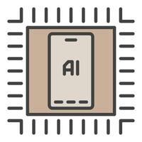 Chip with AI Phone vector Artificial Intelligence colored icon or sign