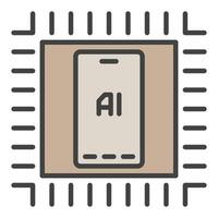 Chip with AI Phone vector Artificial Intelligence colored icon or sign