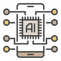 Smartphone and AI Chip vector New Mobile Technology colored icon or design element