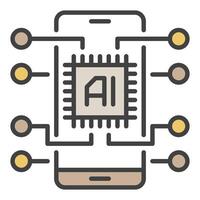 Smartphone and AI Chip vector New Mobile Technology colored icon or design element