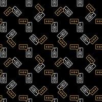 AI Chat on Smartphone vector linear dark seamless pattern