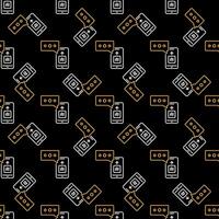 AI Chat on Smartphone vector linear dark seamless pattern