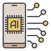 Mobile AI Technology in Smart Phone vector Artificial Intelligence colored icon or design element