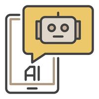 Smartphone with AI Chatbot vector colored icon or logo element
