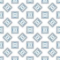 AI Phone inside Chip vector Artificial Intelligence seamless pattern in outline style