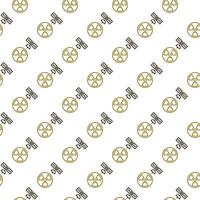 Satellite and Radiation sign in Space vector outline seamless pattern