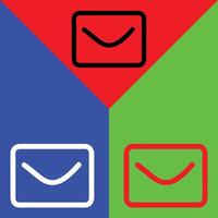 Mail inbox app Vector Icon, Outline style, isolated on Red, Green and Blue Background.