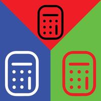 Calculator Vector Icon, Outline style, isolated on Red, Green and Blue Background.