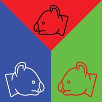 Koala Vector Icon, Lineal style icon, from Animal Head icons collection, isolated on Red, Blue and Green Background.