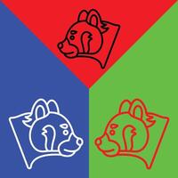 Red panda Vector Icon, Lineal style icon, from Animal Head icons collection, isolated on Red, Blue and Green Background.