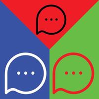 Speech bubble vector icon, Outline style, isolated on Red, Green and Blue Background.