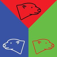 Polar bear Vector Icon, Lineal style icon, from Animal Head icons collection, isolated on Red, Blue and Green Background.