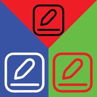 Pages or Edit vector icon, Outline style, isolated on Red, Green and Blue Background.