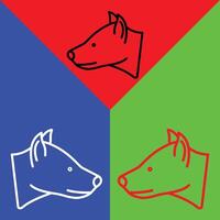 Hyena Vector Icon, Lineal style icon, from Animal Head icons collection, isolated on Red, Blue and Green Background.