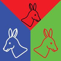 Kangaroo Vector Icon, Lineal style icon, from Animal Head icons collection, isolated on Red, Blue and Green Background.