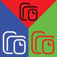 Folder Vector icon, Outline style, isolated on Red, Green and Blue Background.