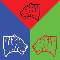 Tiger Vector Icon, Lineal style icon, from Animal Head icons collection, isolated on Red, Blue and Green Background.