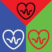 Daily health app vector icon, Outline style, isolated on Red, Green and Blue Background.