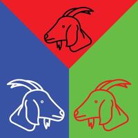 Goat Vector Icon, Lineal style icon, from Animal Head icons collection, isolated on Red, Blue and Green Background.