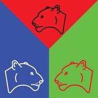 Lioness Vector Icon, Lineal style icon, from Animal Head icons collection, isolated on Red, Blue and Green Background.