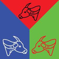 Buffalo Vector Icon, Lineal style icon, from Animal Head icons collection, isolated on Red, Blue and Green Background.