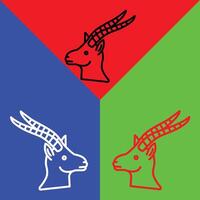 Gazelle Vector Icon, Lineal style icon, from Animal Head icons collection, isolated on Red, Blue and Green Background.