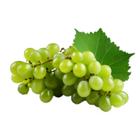 AI generated A bunch of green grape with leaves png isolated on transparent background