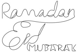 Islamic decoration concept Ramadan Kareem continuous one line art drawing of Eid Mubarak vector illustration