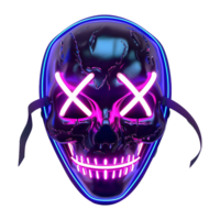 ai generiert Neon- Weltuntergang Maske mit x geformt Augen isoliert auf transparent Hintergrund png
