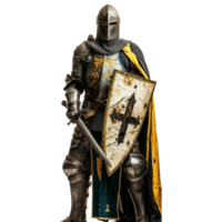 AI generated Medieval knight in armour on transparent background png