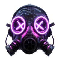 AI generated Neon doomsday mask with x shaped eyes isolated on transparent background png