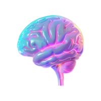 AI generated Human brain made by neon glow light isolated on transparent background png