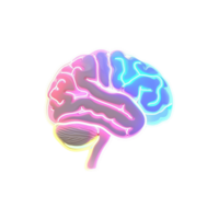 AI generated Human brain made by neon glow light isolated on transparent background png