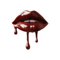 AI generated Chocolate dripping in lipstick shape isolated on transparent background png