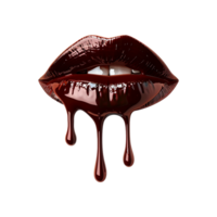 AI generated Chocolate dripping in lipstick shape isolated on transparent background png