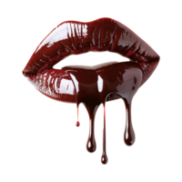 AI generated Chocolate dripping in lipstick shape isolated on transparent background png