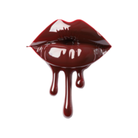 AI generated Chocolate dripping in lipstick shape isolated on transparent background png