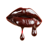 AI generated Chocolate dripping in lipstick shape isolated on transparent background png