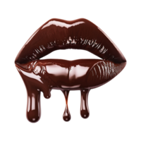 AI generated Chocolate dripping in lipstick shape isolated on transparent background png