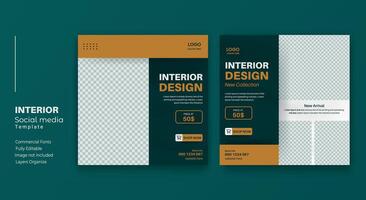 Interior Design Social Media Post and social media template vector