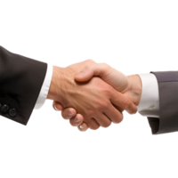 ai generiert zwei Geschäftsmann Hand Shake png isoliert auf transparent Hintergrund