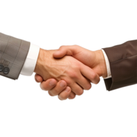 ai generiert zwei Geschäftsmann Hand Shake png isoliert auf transparent Hintergrund