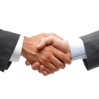 ai generiert zwei Geschäftsmann Hand Shake png isoliert auf transparent Hintergrund