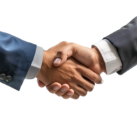 AI generated Two businessman hand shake png isolated on transparent background