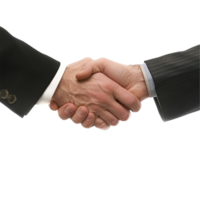 ai generiert zwei Geschäftsmann Hand Shake png isoliert auf transparent Hintergrund