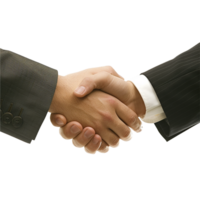 ai generiert zwei Geschäftsmann Hand Shake png isoliert auf transparent Hintergrund