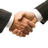 ai generiert zwei Geschäftsmann Hand Shake png isoliert auf transparent Hintergrund