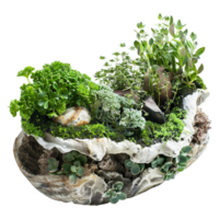 AI generated Natural outdoor herb garden sculpture isolated on transparent background png