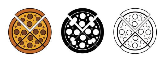 AI generated Whole and chopped pizza icon. Vector collection on white background.