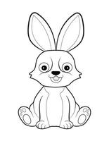 AI generated Coloring painting for kids with a rabbit black and white vector drawing